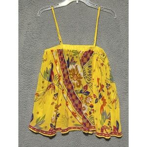Flying Tomato Yellow Floral Flowing Camisole Blouse Cami Tank Top Size Large
